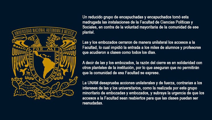 La Jornada Reprueba La UNAM La Toma De FCPS En Solidaridad Con FFyL