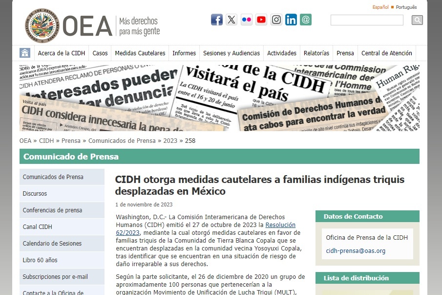 La Jornada Gobierno Federal Y De Oaxaca Han Ignorado Medidas De CIDH