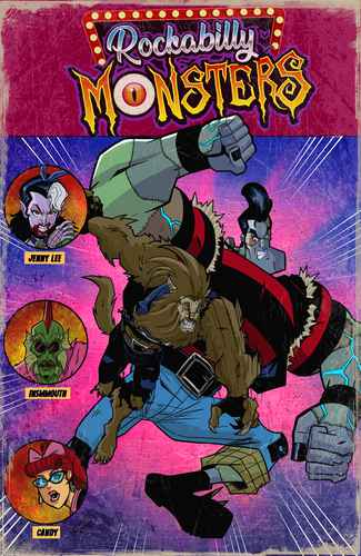 Portada de Puis Calzada y Edgar Tavitas para Rockabilly Monsters, cómic que se busca editar en español.