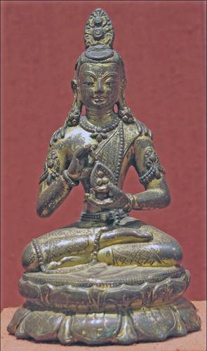 Bodhisattva, pieza que data del siglo 12, originaria del Valle de Katmandú, Nepal, “regalo de Spink & Son Ltd. y Douglas A. J. Latchford”, al Museo Metropolitano de Nueva York en 1989.