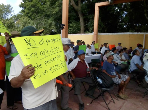 Manifestaciones contra la instalación de un parque eólico en la zona costera de Yucatán. Asamblea Múuch' Xíinbal