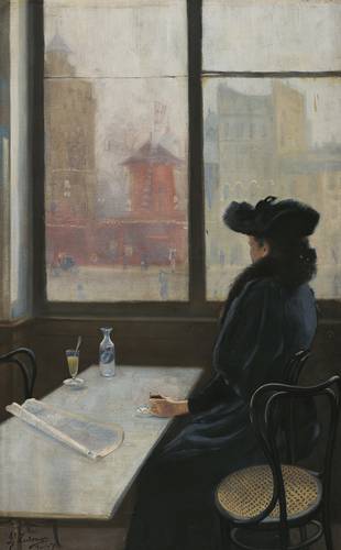 Dama en un café frente al Moulin Rouge, París, 1890, Ignacio Zuloaga y Zabaleta (1870-1945). Óleo sobre tela. París, Francia.