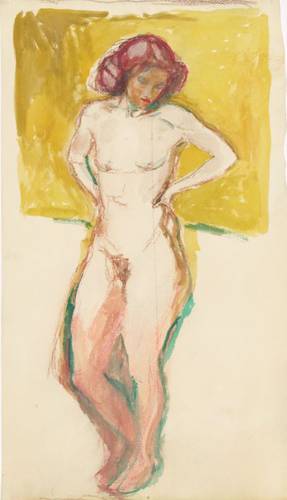  Acto femenino de pie, 1932-1942, técnica en acuarela y crayón. Foto tomadas del catálogo del Museo Munch
