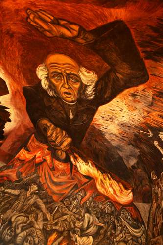  Representación de Miguel Hidalgo en un detalle del mural realizado por el mismo artista en el palacio de gobierno de Jalisco. Foto Arturo Campos Cedillo