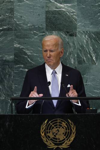 Joe Biden, presidente de Estados Unidos, ayer ante la Asamblea General de la ONU.