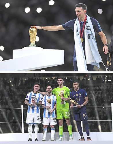Argentina arrasó con los premios, mientras Mbappé fue el máximo goleador. Arriba, el técnico sudamericano, Lionel Scaloni.