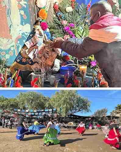 Jornaleros agrícolas mixtecos devotos de la Virgen de Juquila festejaron el pasado 7 de diciembre la undécima celebración anual a su patrona en la localidad de Santa María Los Pinos, en San Quintín, Baja California.