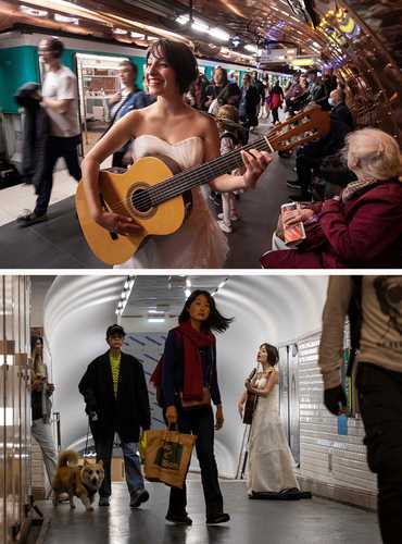 “Si tienes un buen día, puedes obtener 25 euros”, comenta Eli Jadelot, quien tiene un permiso para cantar en los pasillos del subterráneo parisino.