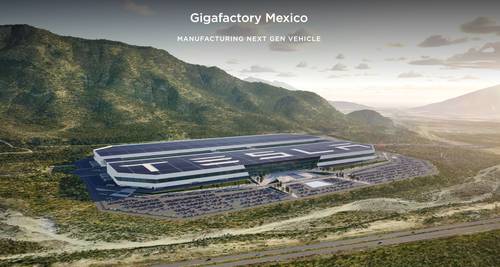 Imagen del proyecto que Tesla construirá en México y que publicó en su cuenta de Twitter