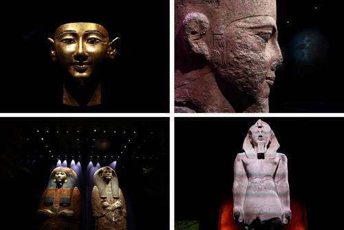 Ramsés y el oro de los faraones se inaugura hoy en la Grande Halle de la Villette de París; reúne joyas, máscaras reales y el sarcófago de Ramsés II, obra inestimable cedida por las autoridades egipcias exclusivamente para esta muestra.