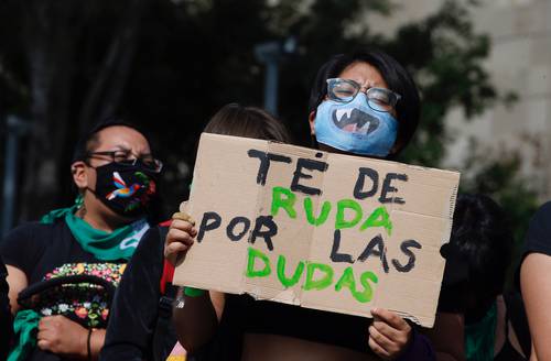 Protesta del colectivo Rosas Rojas por el Día de Acción Global por el Aborto Legal, en imagen de septiembre de 2020.