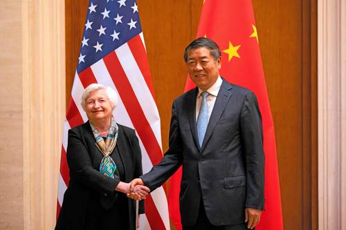 He Lifeng, viceprimer ministro chino, fue el anfitrión principal de la funcionaria estadunidense, Janet Yellen.