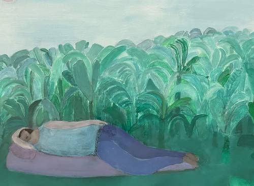  Mujer reclinada con selva.