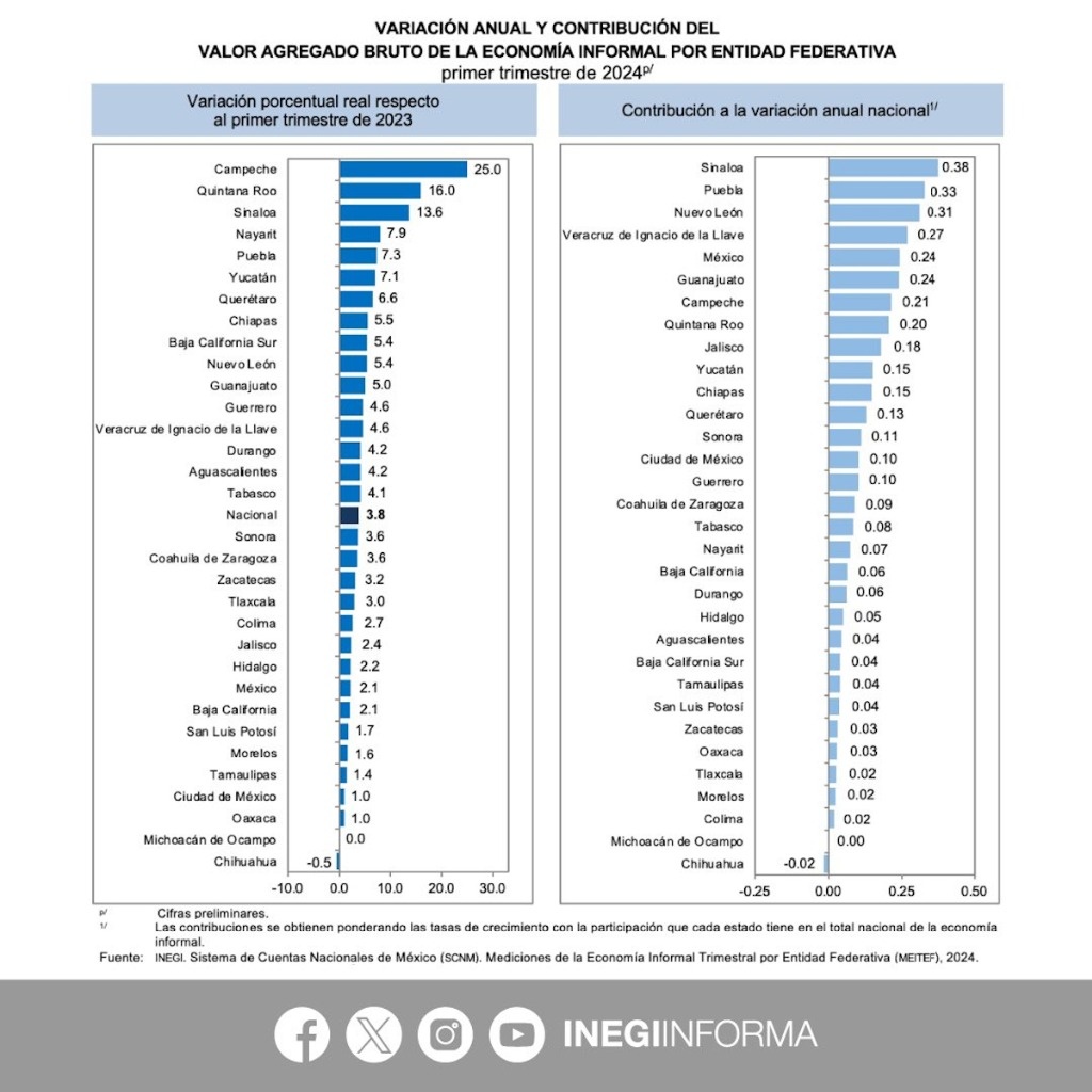 Informal economy grew in the first quarter of 2024: Inegi