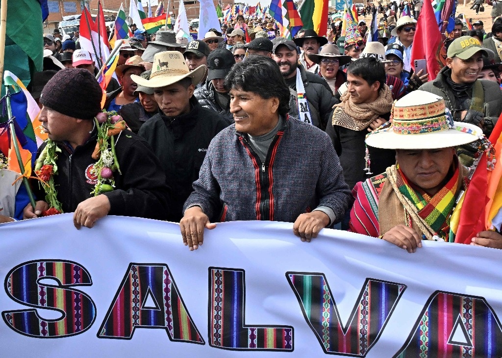 Evo Morales leads march against President Luis Arce