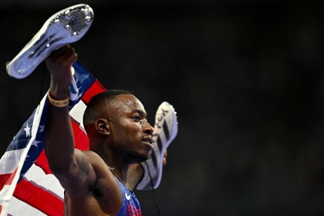 Grant Holloway, new Olympic champion in 110 meters hurdles