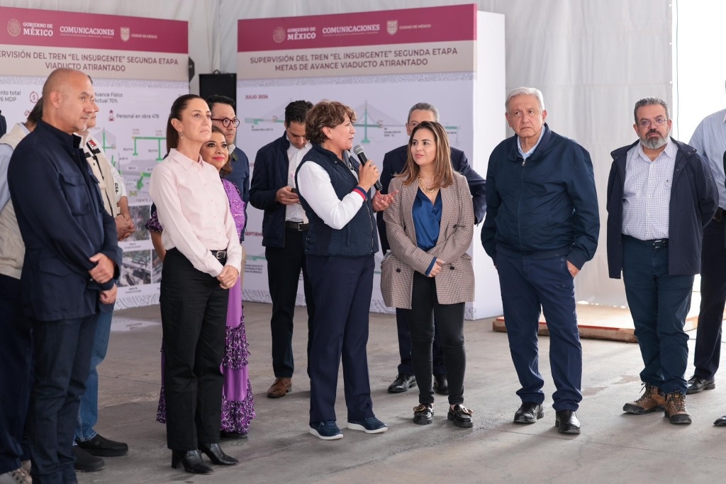 AMLO and Sheinbaum supervise the progress of trolleybus and ‘El Insurgente’